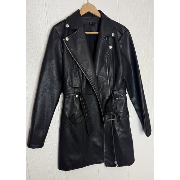 NBD REVOLVE 'Allegra' Black Faux Leather Long Sleeve Mini Dress US LARGE - Picture 6 of 10